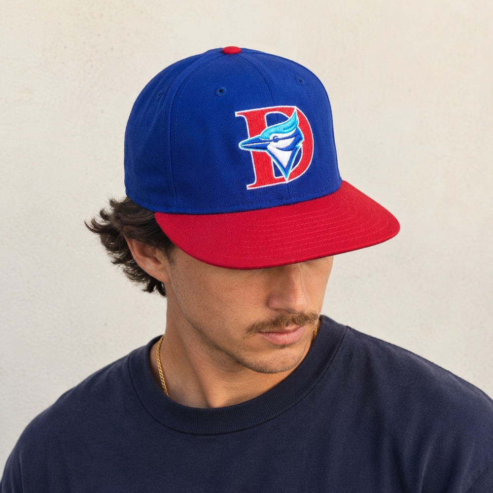 Vintage New Era Dunedin Blue Jays Baseball Cap Wool Hat USA Made MiLB Size 7